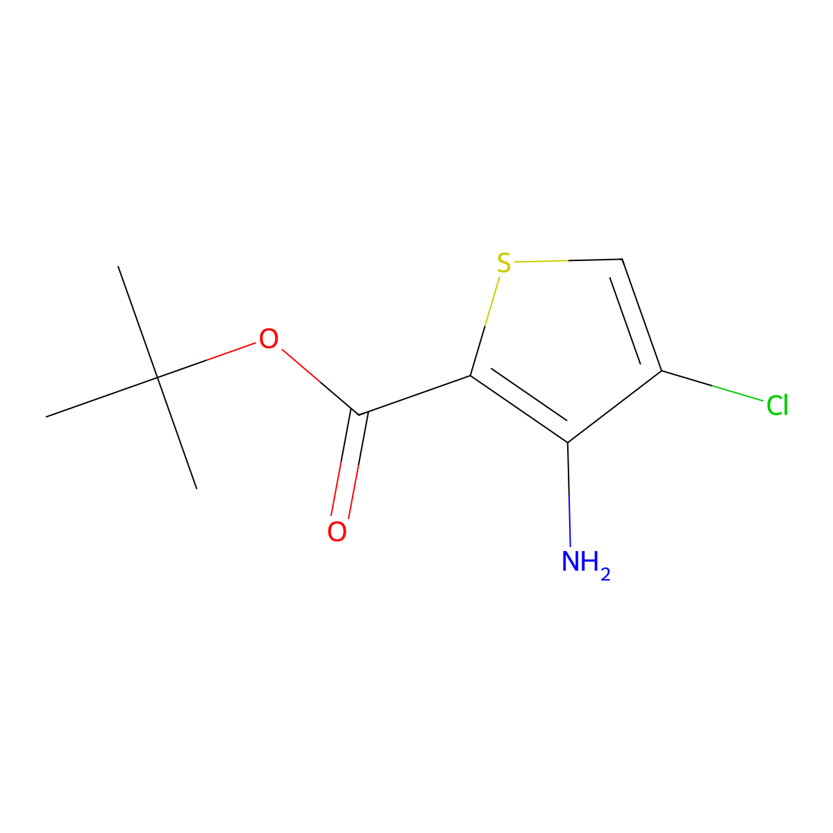 Tert-butyl 3-amino-4-chlorothiophene-2-carboxylate molecular structure, CAS 2248349-27-9
