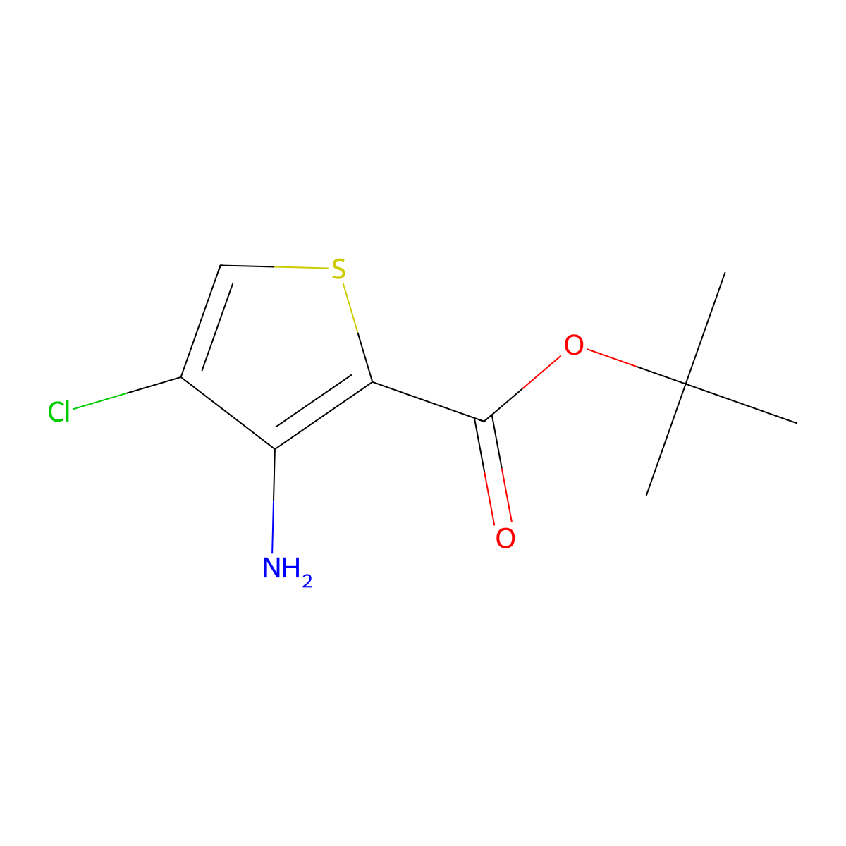 Tert-butyl 3-amino-4-chlorothiophene-2-carboxylate molecular structure, CAS 2248349-27-9