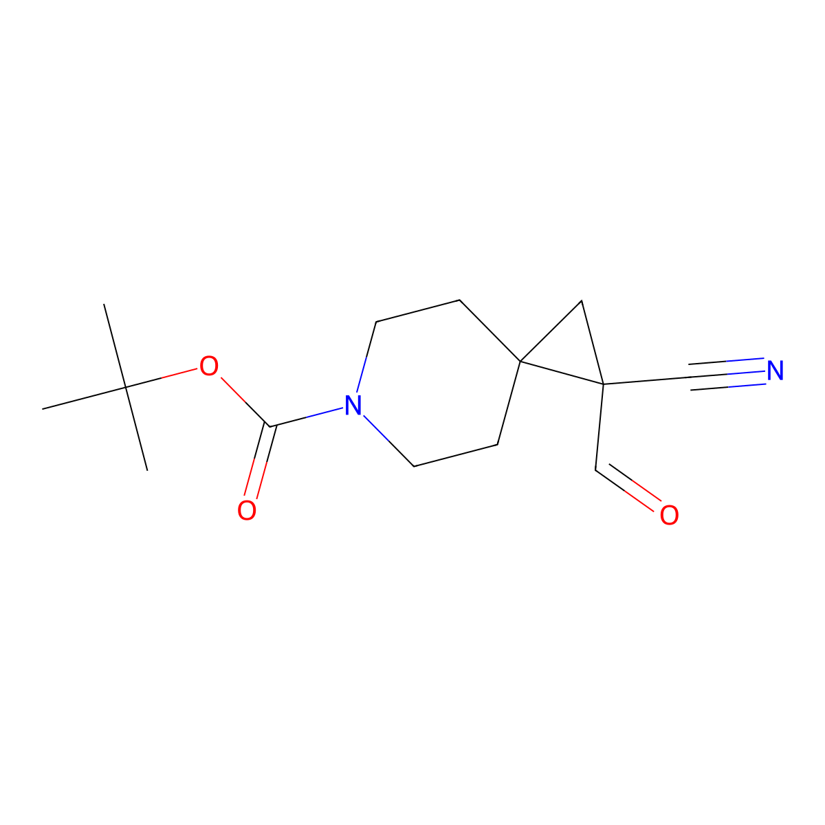 Tert-butyl 1-cyano-1-formyl-6-azaspiro(2.5)octane-6-carboxylate molecular structure, CAS 2248349-51-9