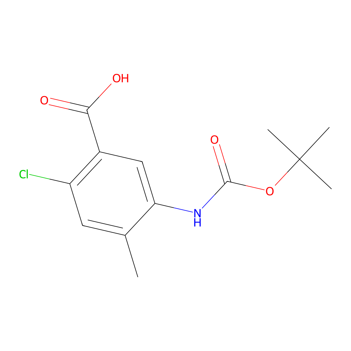 5-{[(Tert-butoxy)carbonyl]amino}-2-chloro-4-methylbenzoic acid molecular structure, CAS 2248350-02-7