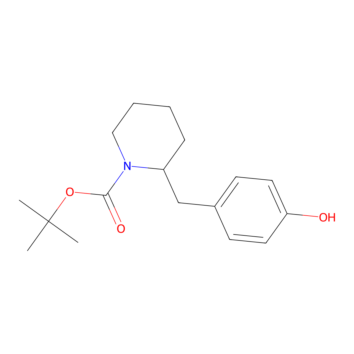 Tert-butyl 2-[(4-hydroxyphenyl)methyl]piperidine-1-carboxylate molecular structure, CAS 2248350-08-3