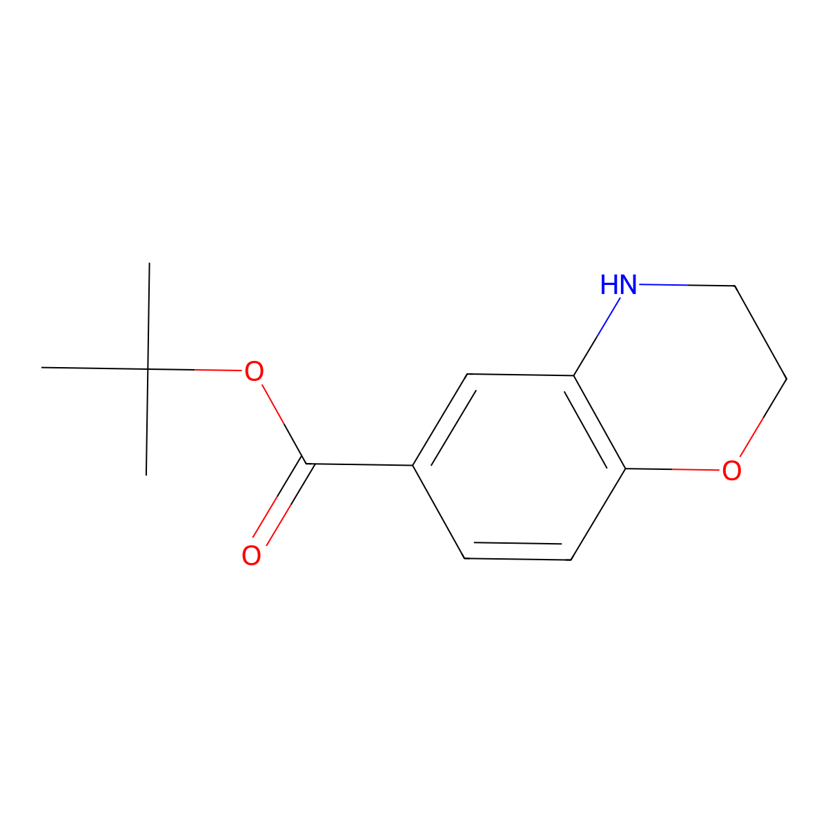 Tert-butyl 3,4-dihydro-2H-1,4-benzoxazine-6-carboxylate molecular structure, CAS 2248350-15-2