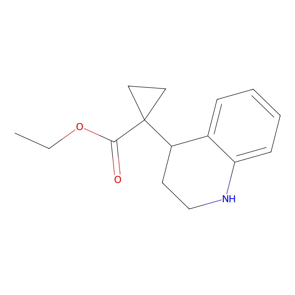 Ethyl 1-(1,2,3,4-tetrahydroquinolin-4-yl)cyclopropane-1-carboxylate molecular structure, CAS 2248350-88-9