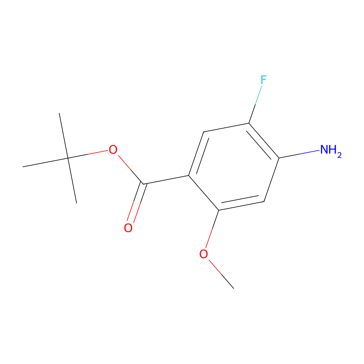 Tert-butyl 4-amino-5-fluoro-2-methoxybenzoate molecular structure, CAS 2248350-93-6