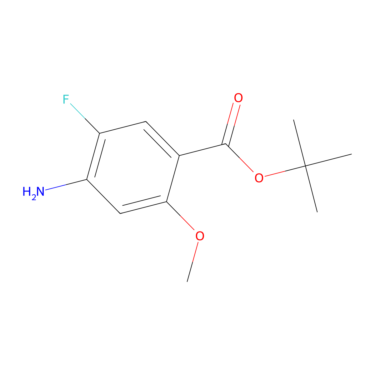 Tert-butyl 4-amino-5-fluoro-2-methoxybenzoate molecular structure, CAS 2248350-93-6