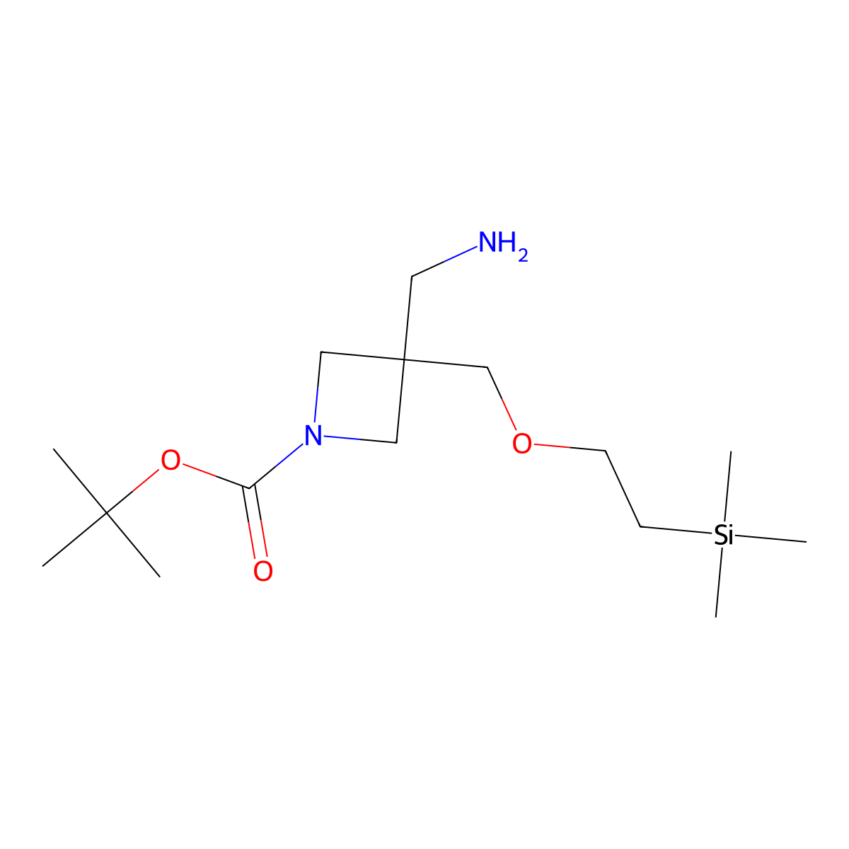 Tert-butyl 3-(aminomethyl)-3-{[2-(trimethylsilyl)ethoxy]methyl}azetidine-1-carboxylate molecular structure, CAS 2248351-06-4