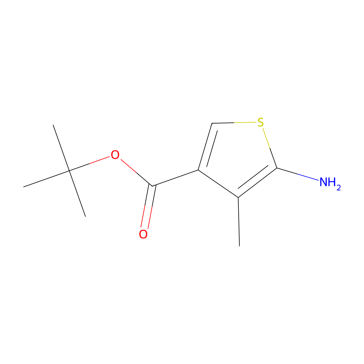 Tert-butyl 5-amino-4-methylthiophene-3-carboxylate molecular structure, CAS 2248352-21-6