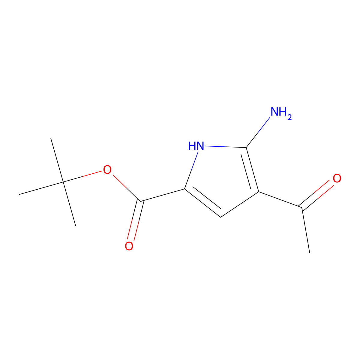 Tert-butyl 4-acetyl-5-amino-1H-pyrrole-2-carboxylate molecular structure, CAS 2248352-49-8