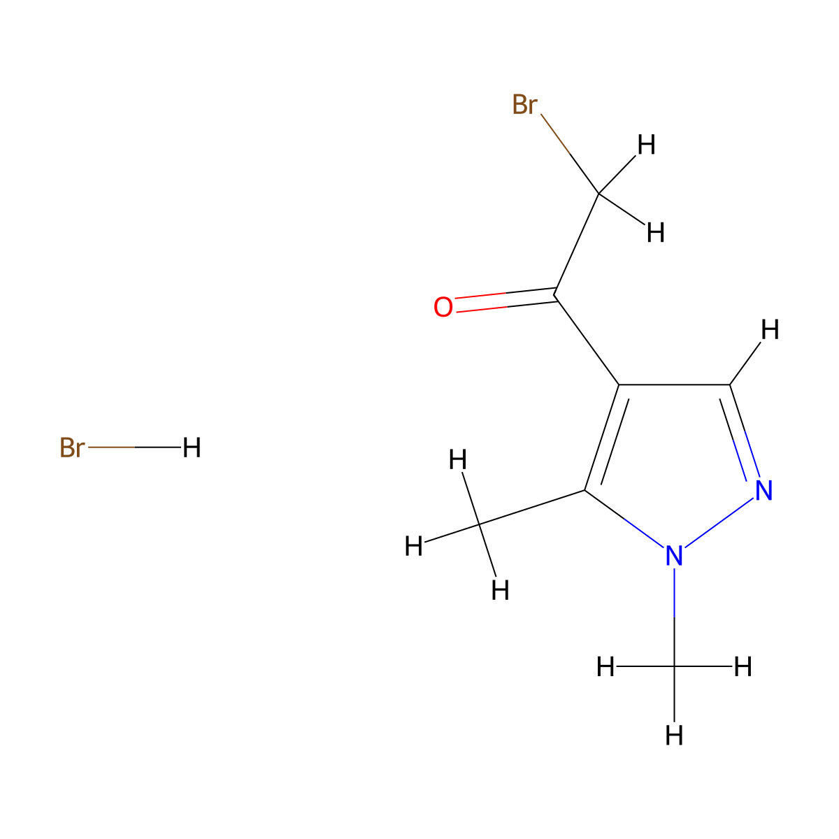 2-bromo-1-(1,5-dimethyl-1H-pyrazol-4-yl)ethan-1-one hydrobromide molecular structure, CAS 2248353-03-7