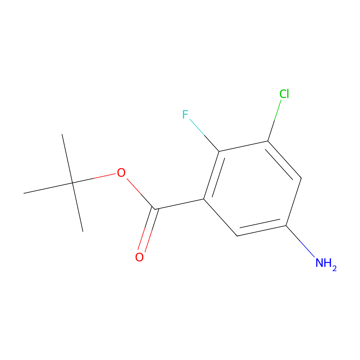 Tert-butyl 5-amino-3-chloro-2-fluorobenzoate molecular structure, CAS 2248353-29-7