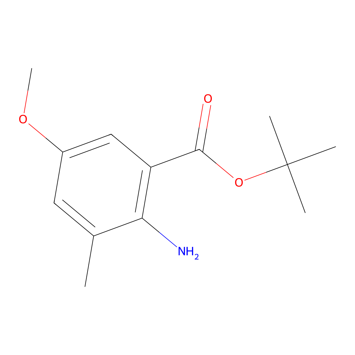 Tert-butyl 2-amino-5-methoxy-3-methylbenzoate molecular structure, CAS 2248353-31-1
