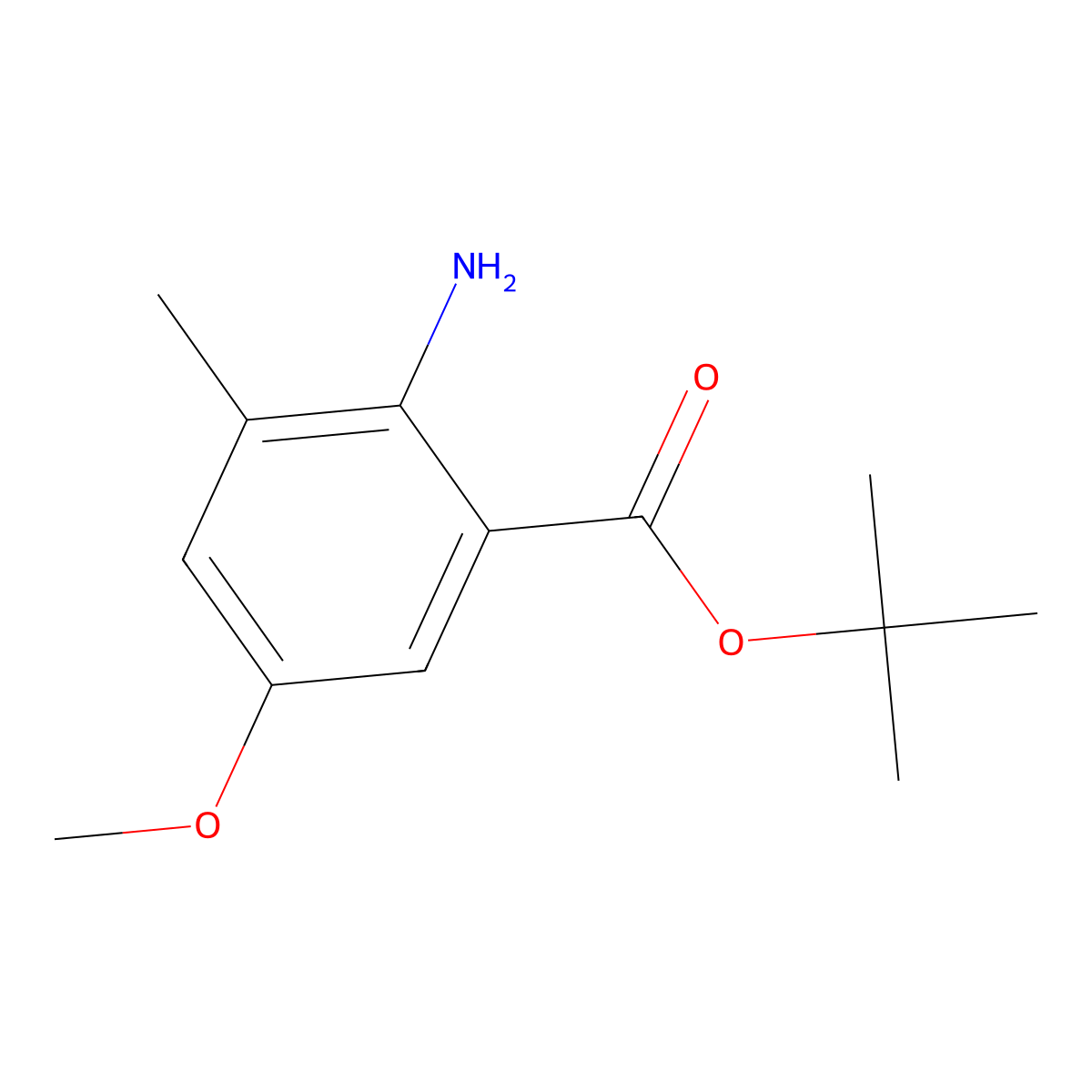 Tert-butyl 2-amino-5-methoxy-3-methylbenzoate molecular structure, CAS 2248353-31-1