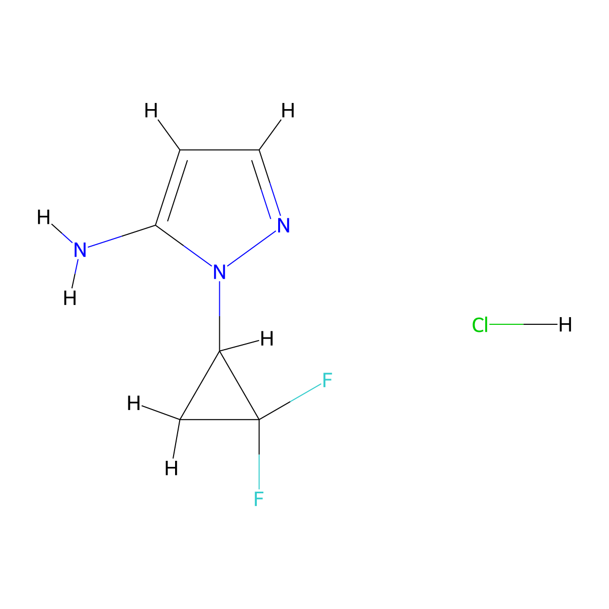1-(2,2-difluorocyclopropyl)-1H-pyrazol-5-amine hydrochloride molecular structure, CAS 2248353-37-7