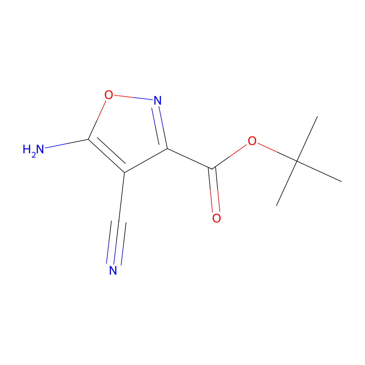 Tert-butyl 5-amino-4-cyano-1,2-oxazole-3-carboxylate molecular structure, CAS 2248353-39-9