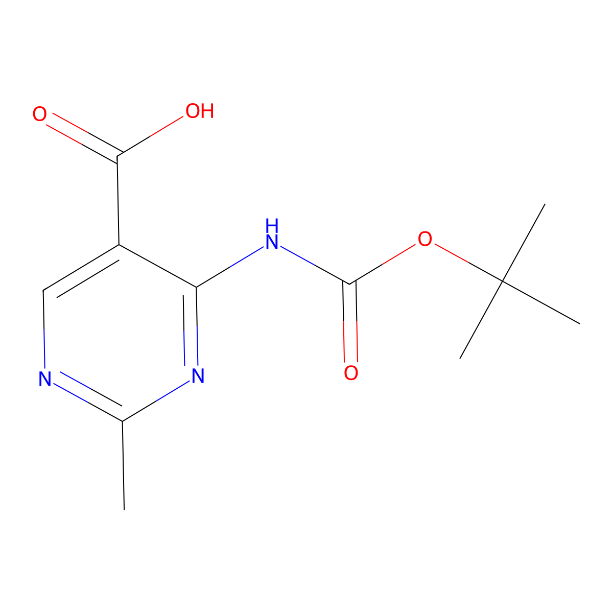 4-((tert-Butoxycarbonyl)amino)-2-methylpyrimidine-5-carboxylic acid molecular structure, CAS 2248353-71-9