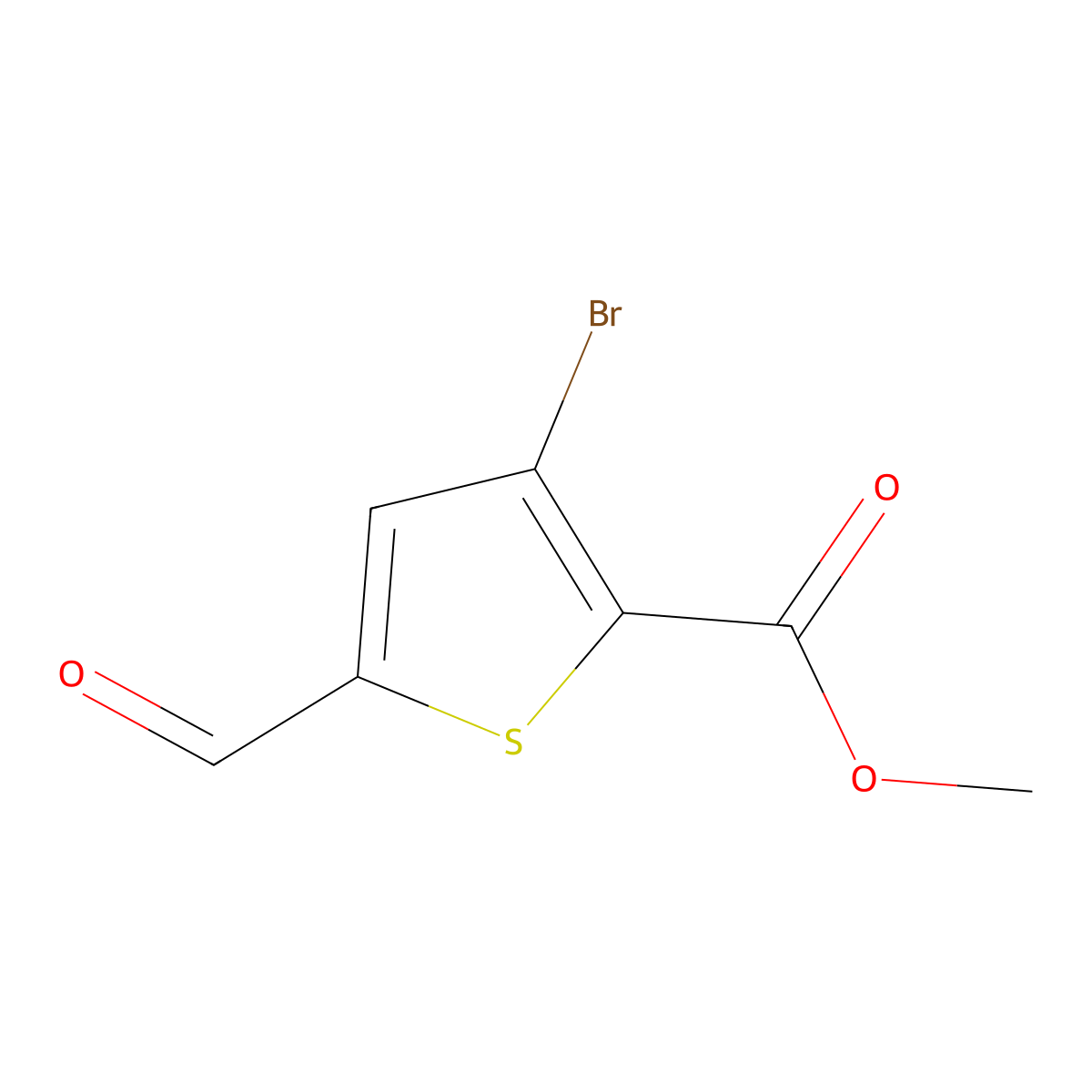 Methyl 3-bromo-5-formylthiophene-2-carboxylate molecular structure, CAS 2248354-23-4