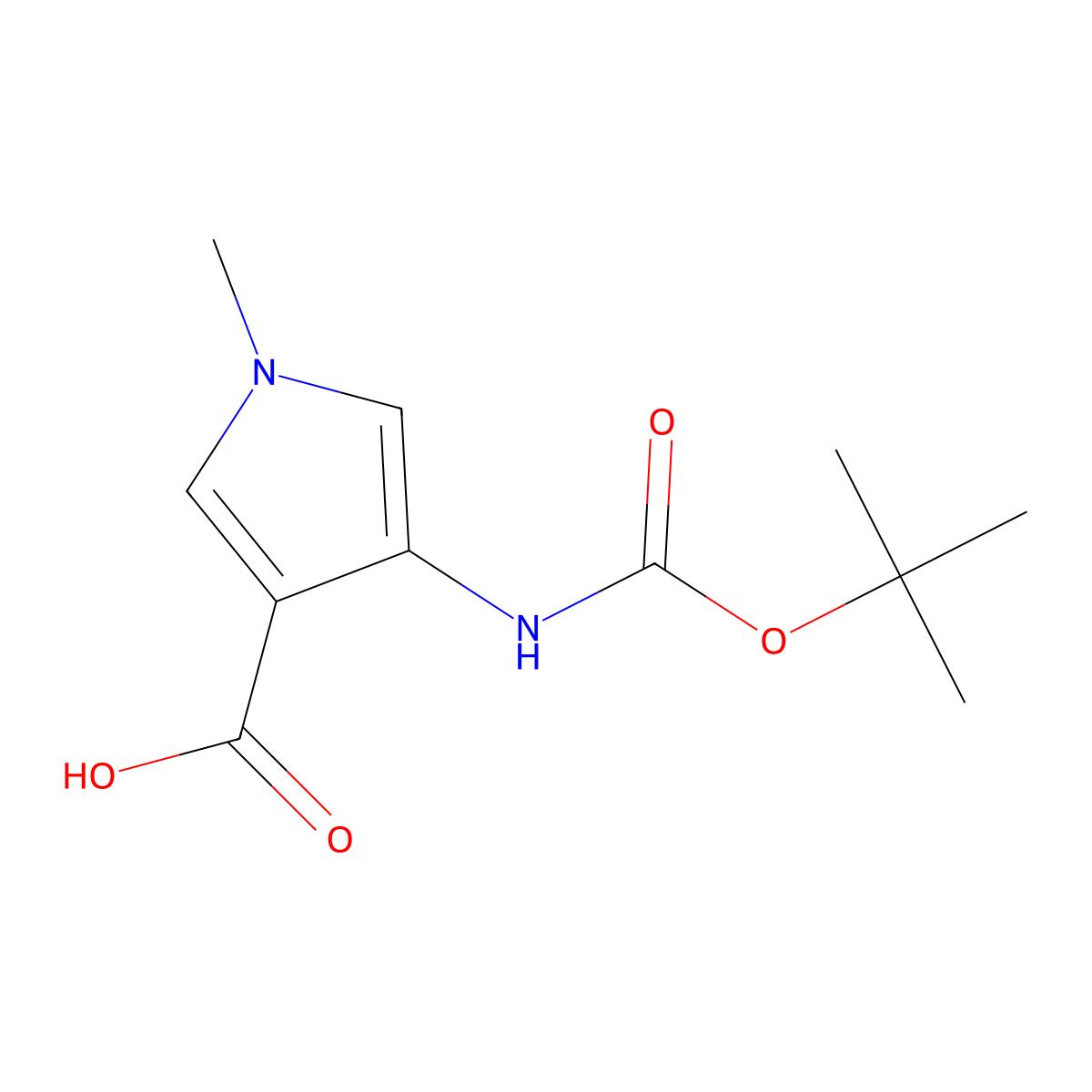 4-{[(tert-butoxy)carbonyl]amino}-1-methyl-1H-pyrrole-3-carboxylic acid molecular structure, CAS 2248354-36-9