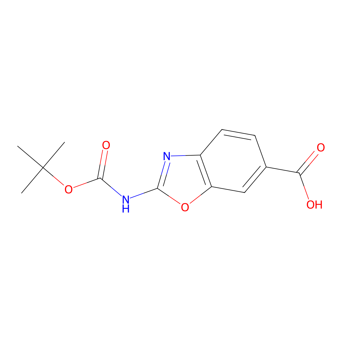 2-{[(Tert-butoxy)carbonyl]amino}-1,3-benzoxazole-6-carboxylic acid molecular structure, CAS 2248354-85-8