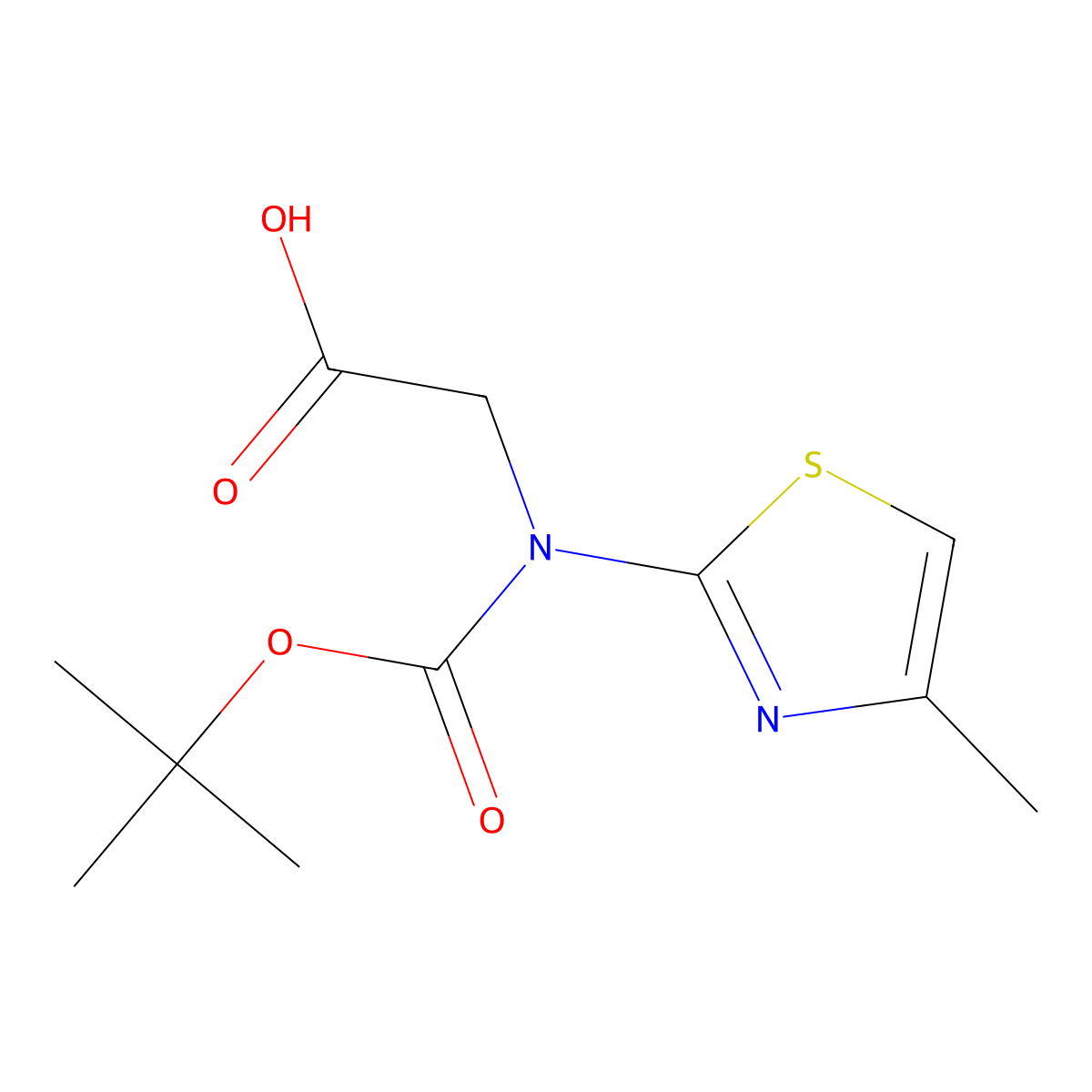 2-{[(Tert-butoxy)carbonyl](4-methyl-1,3-thiazol-2-yl)amino}acetic acid molecular structure, CAS 2248354-89-2