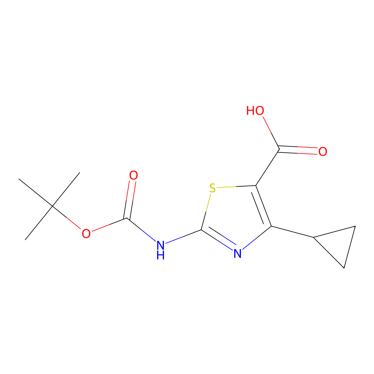 2-{[(Tert-butoxy)carbonyl]amino}-4-cyclopropyl-1,3-thiazole-5-carboxylic acid molecular structure, CAS 2248354-93-8