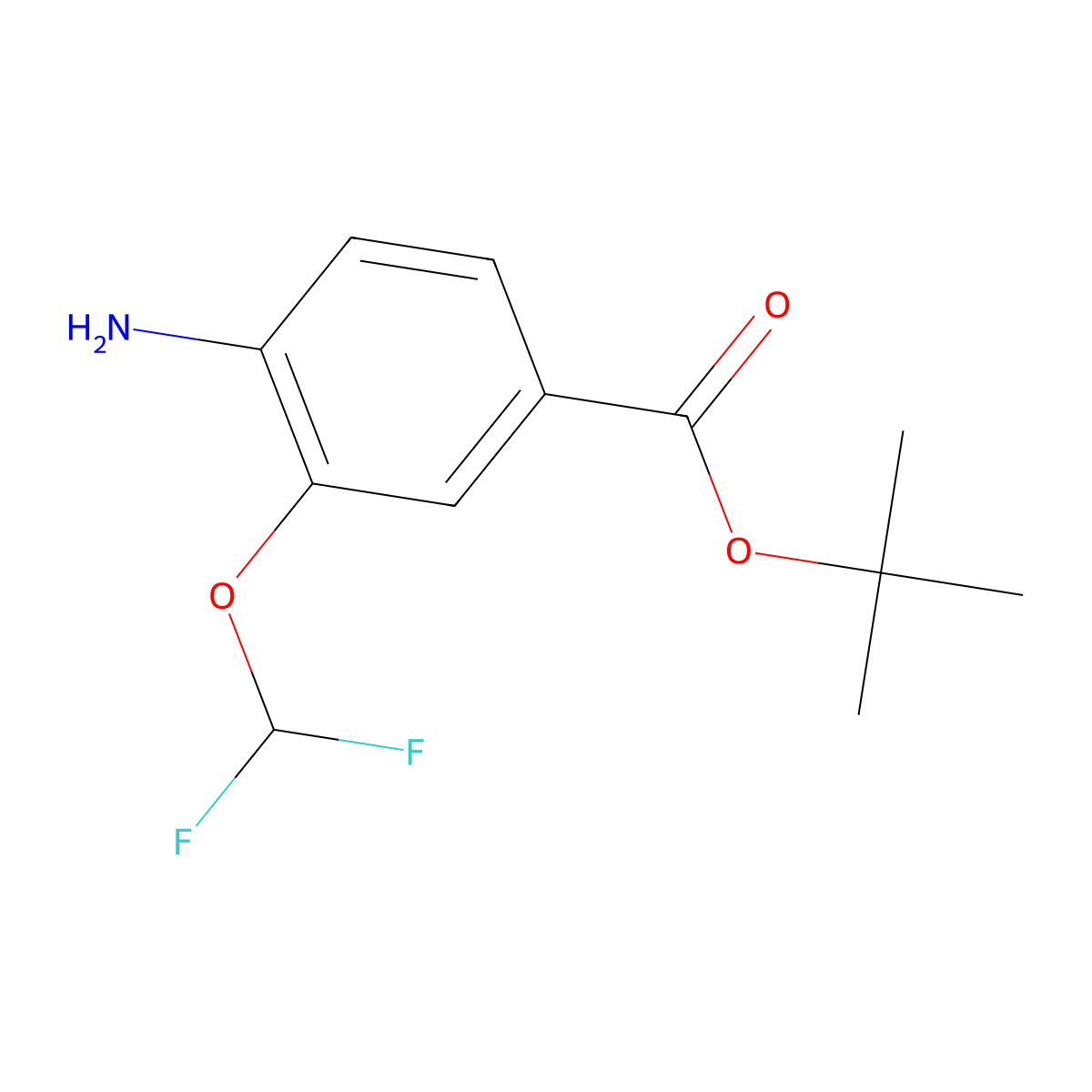 Tert-butyl 4-amino-3-(difluoromethoxy)benzoate molecular structure, CAS 2248355-14-6