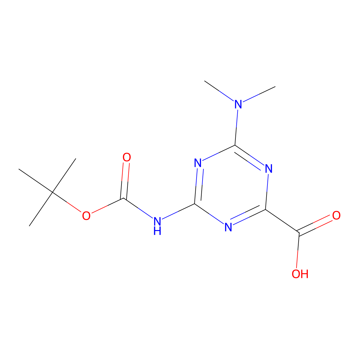4-{[(Tert-butoxy)carbonyl]amino}-6-(dimethylamino)-1,3,5-triazine-2-carboxylic acid molecular structure, CAS 2248355-65-7