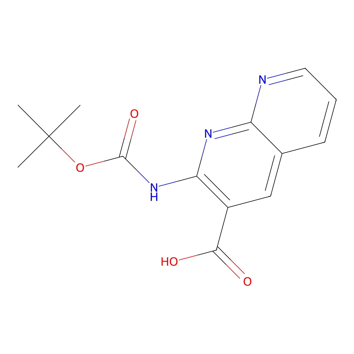 2-{[(Tert-butoxy)carbonyl]amino}-1,8-naphthyridine-3-carboxylic acid molecular structure, CAS 2248355-70-4