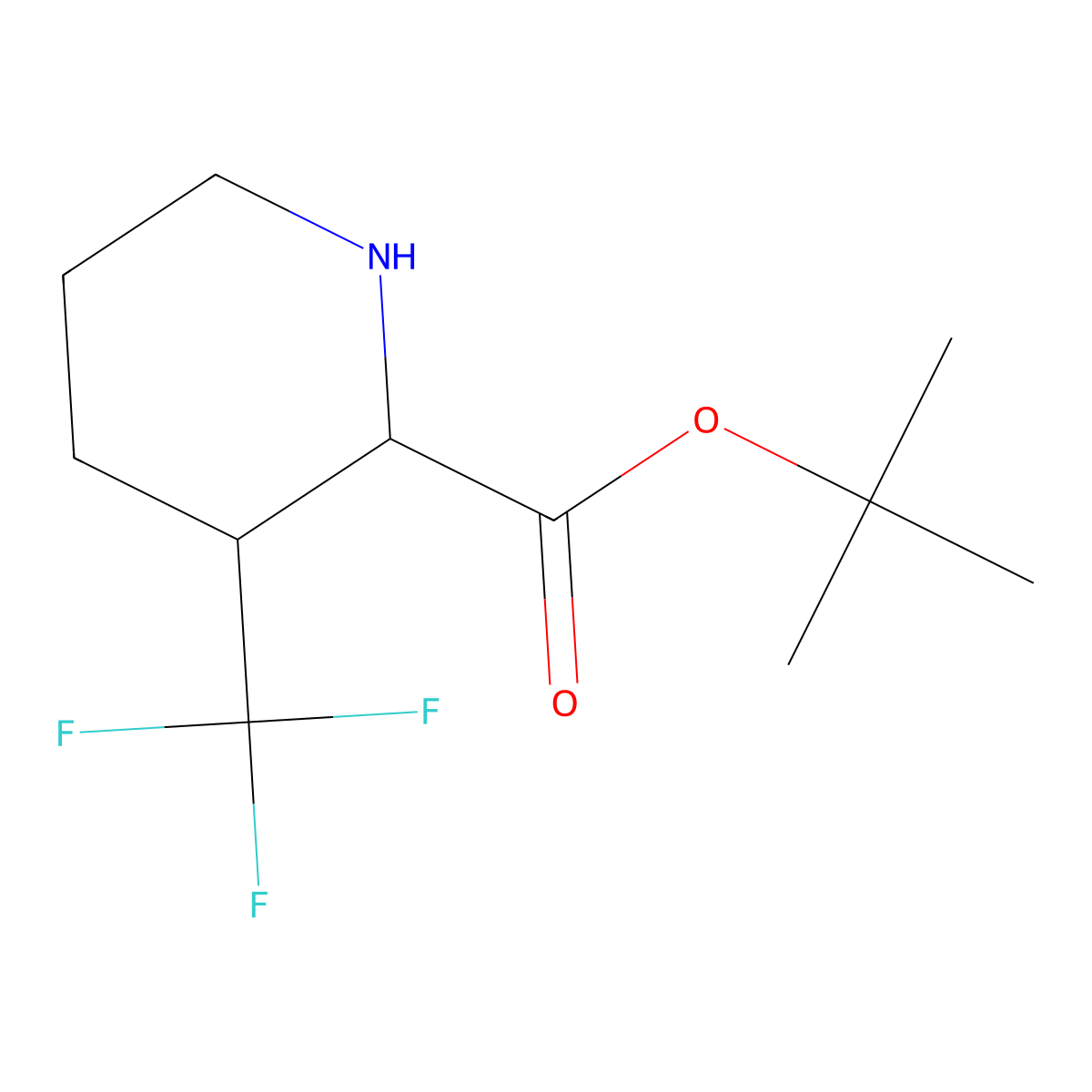 rac-tert-butyl (2R,3S)-3-(trifluoromethyl)piperidine-2-carboxylate molecular structure, CAS 2248355-86-2