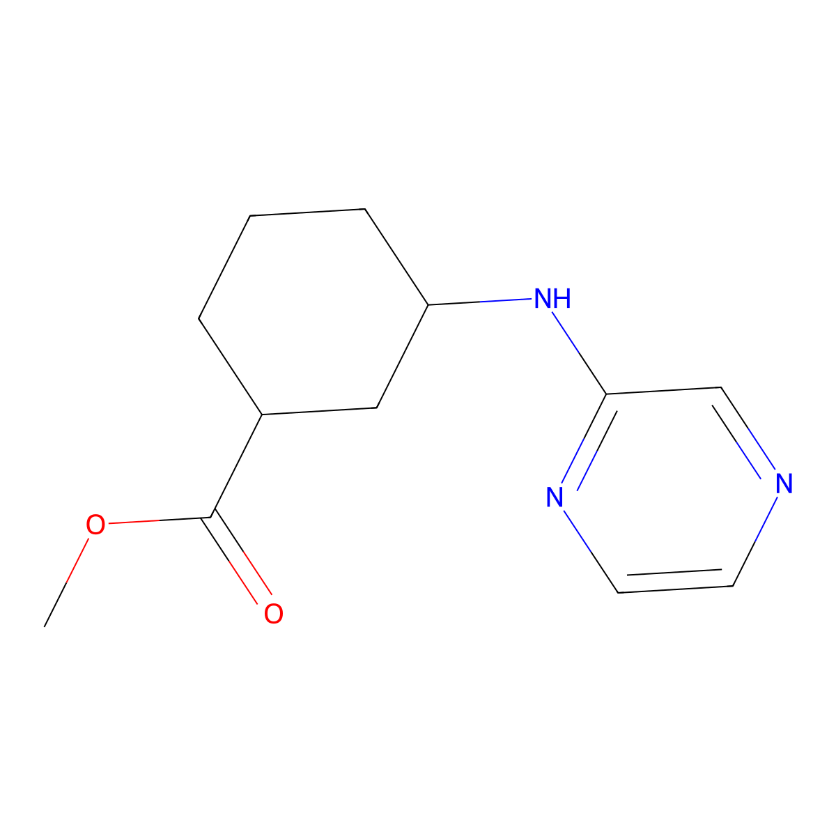 Methyl 3-[(pyrazin-2-yl)amino]cyclohexane-1-carboxylate molecular structure, CAS 2248356-30-9