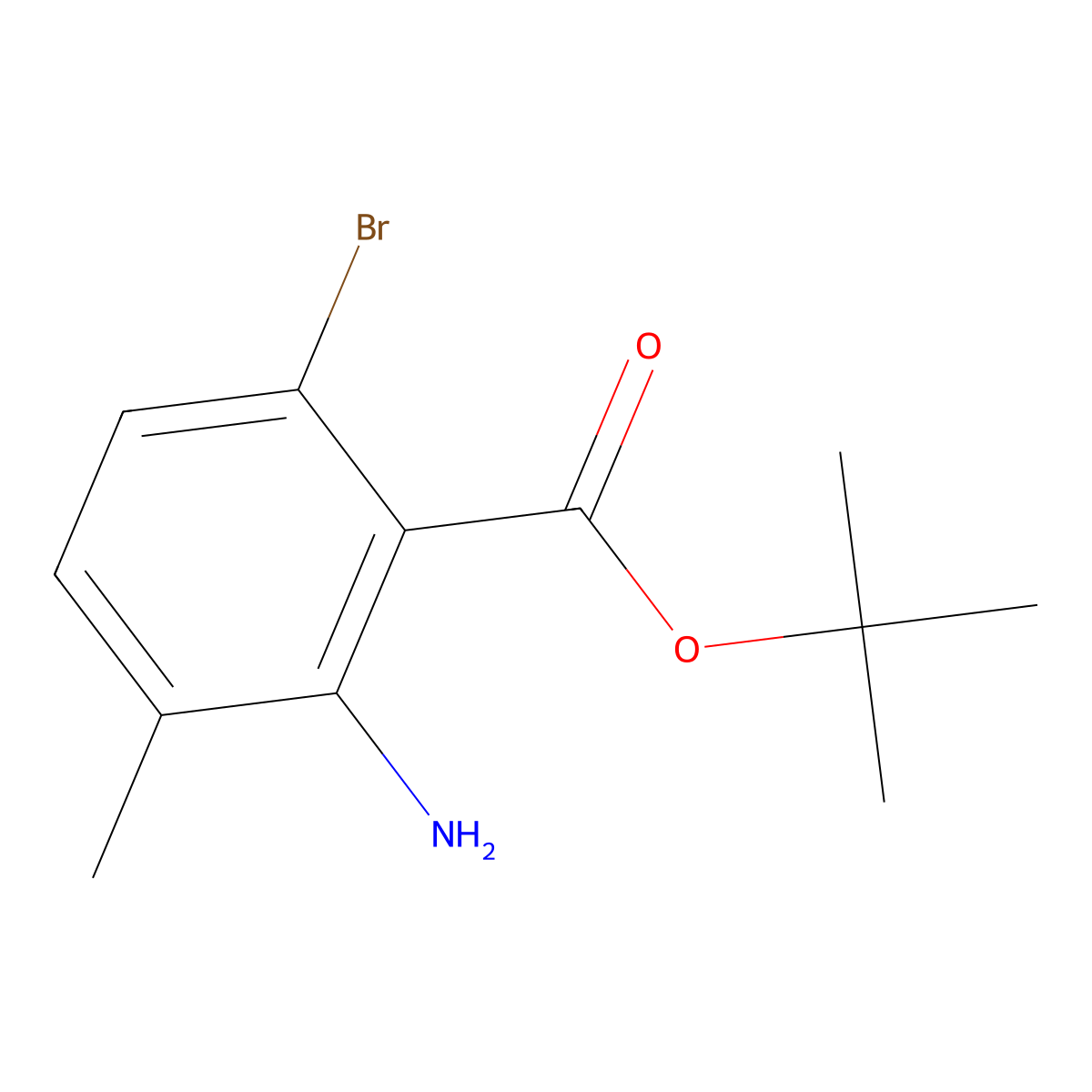 Tert-butyl 2-amino-6-bromo-3-methylbenzoate molecular structure, CAS 2248356-65-0