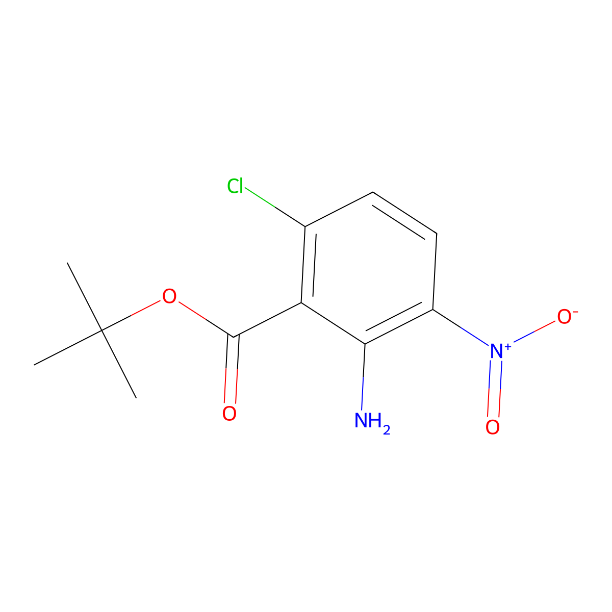 Tert-butyl 2-amino-6-chloro-3-nitrobenzoate molecular structure, CAS 2248356-81-0