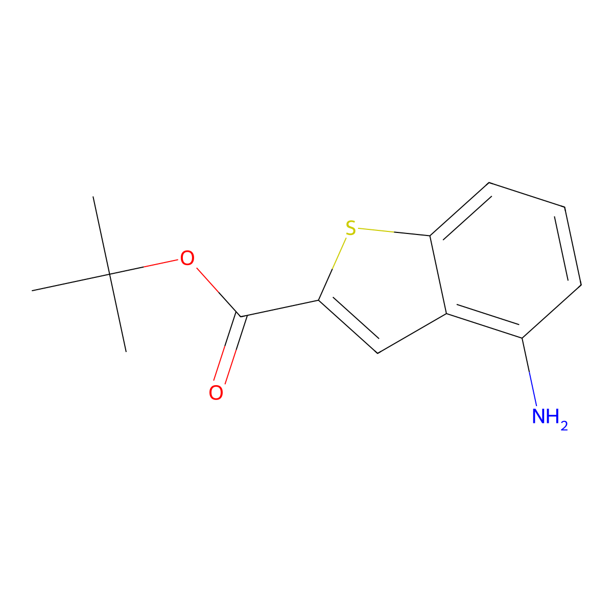 Tert-butyl 4-amino-1-benzothiophene-2-carboxylate molecular structure, CAS 2248357-14-2