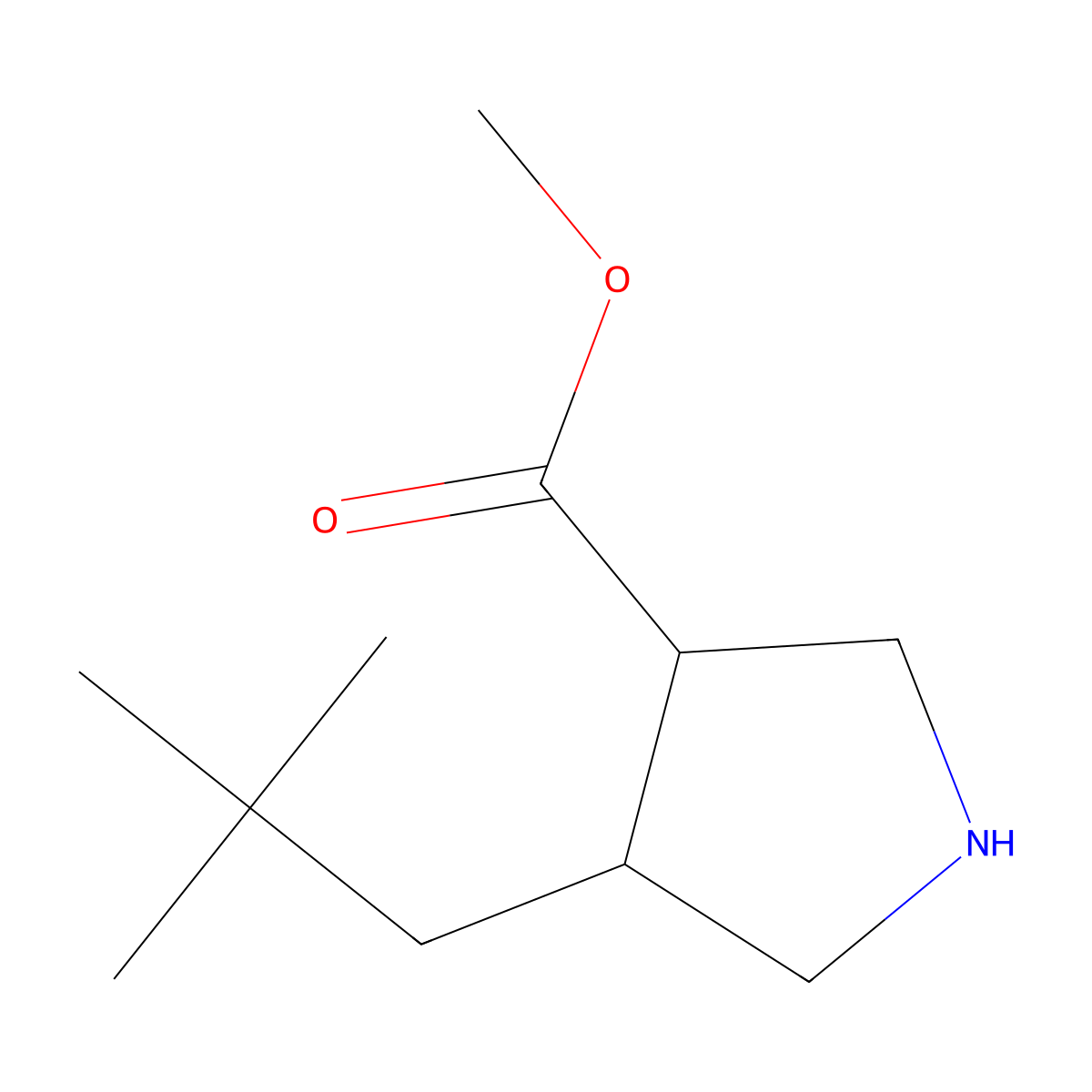 rac-methyl (3R,4R)-4-(2,2-dimethylpropyl)pyrrolidine-3-carboxylate molecular structure, CAS 2248357-29-9