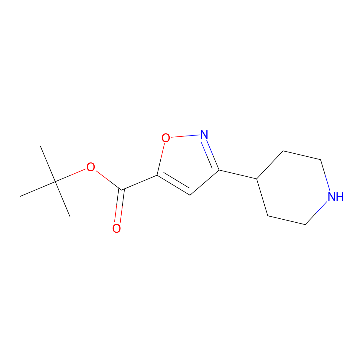 Tert-butyl 3-(piperidin-4-yl)-1,2-oxazole-5-carboxylate molecular structure, CAS 2248357-32-4