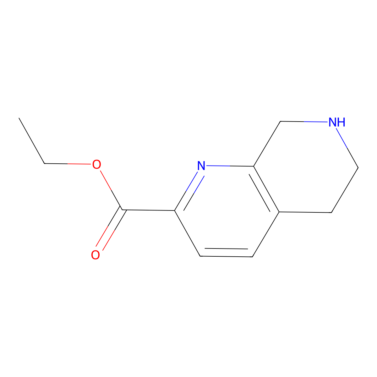 Ethyl 5,6,7,8-tetrahydro-1,7-naphthyridine-2-carboxylate molecular structure, CAS 2248357-38-0