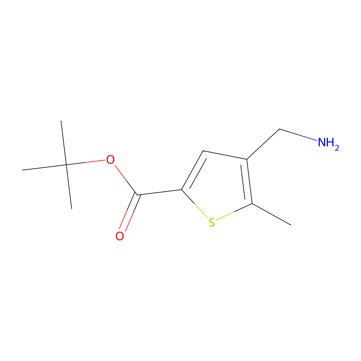 Tert-butyl 4-(aminomethyl)-5-methylthiophene-2-carboxylate molecular structure, CAS 2248357-52-8