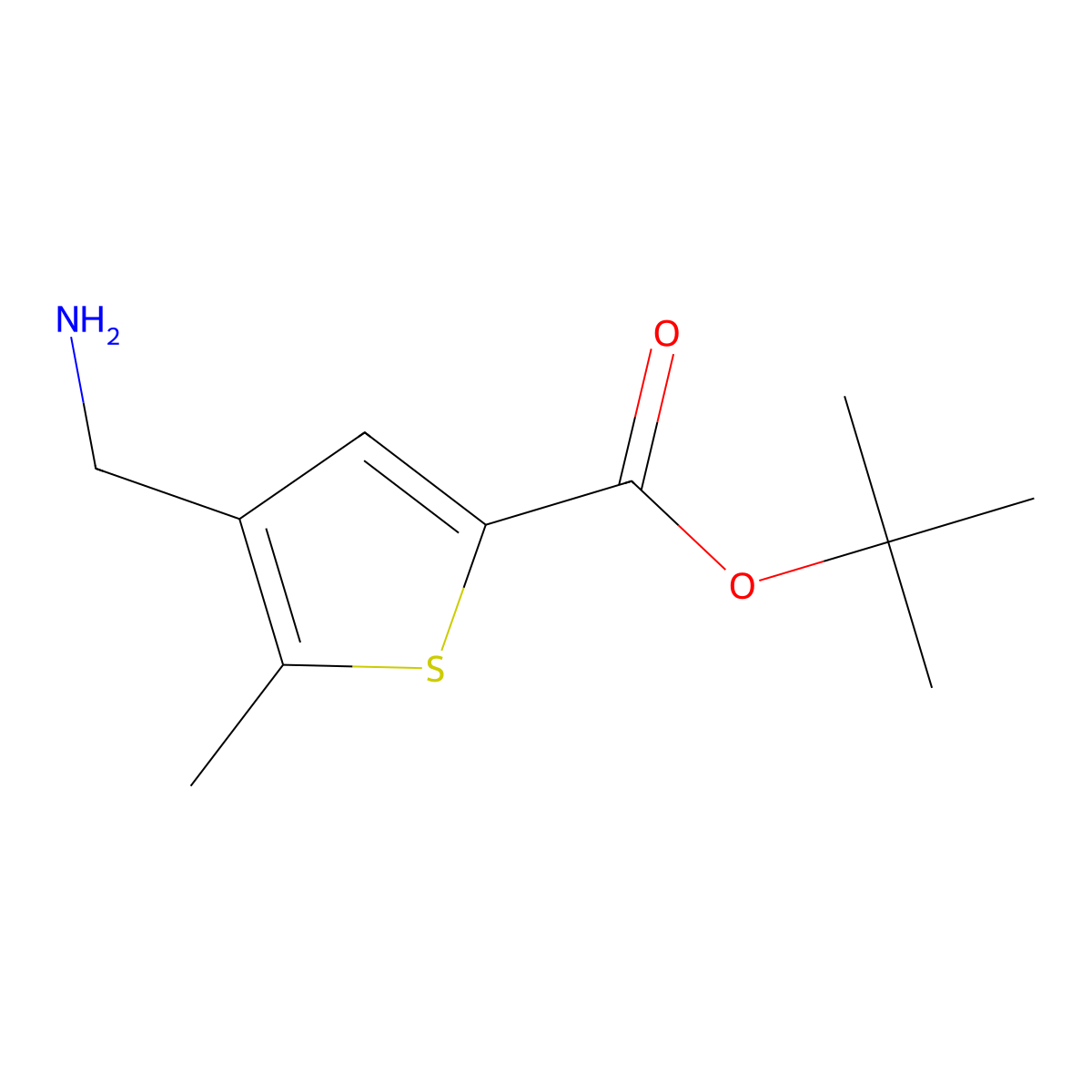 Tert-butyl 4-(aminomethyl)-5-methylthiophene-2-carboxylate molecular structure, CAS 2248357-52-8