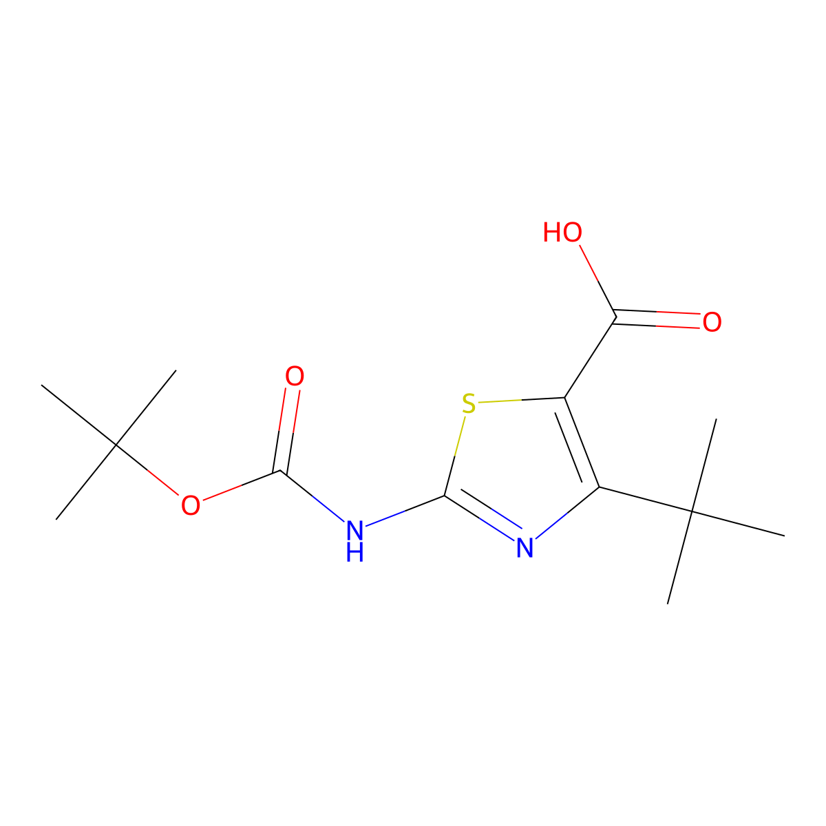 2-{[(Tert-butoxy)carbonyl]amino}-4-tert-butyl-1,3-thiazole-5-carboxylic acid molecular structure, CAS 2248357-85-7