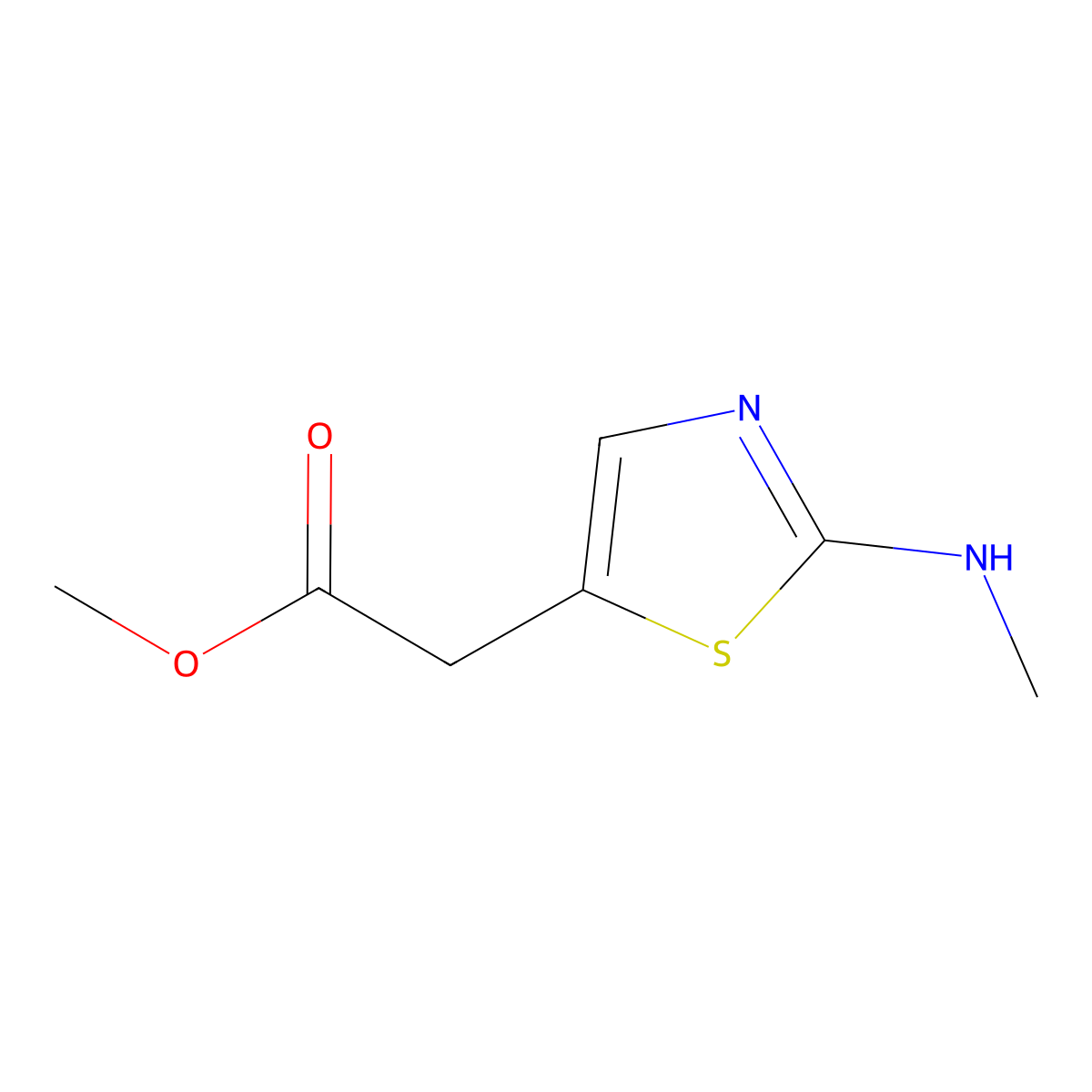 Methyl 2-[2-(methylamino)-1,3-thiazol-5-yl]acetate molecular structure, CAS 2248358-03-2