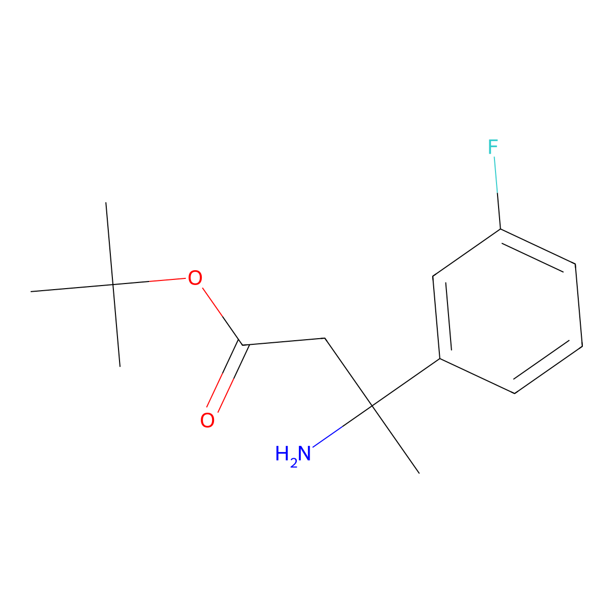 Tert-butyl 3-amino-3-(3-fluorophenyl)butanoate molecular structure, CAS 2248358-31-6