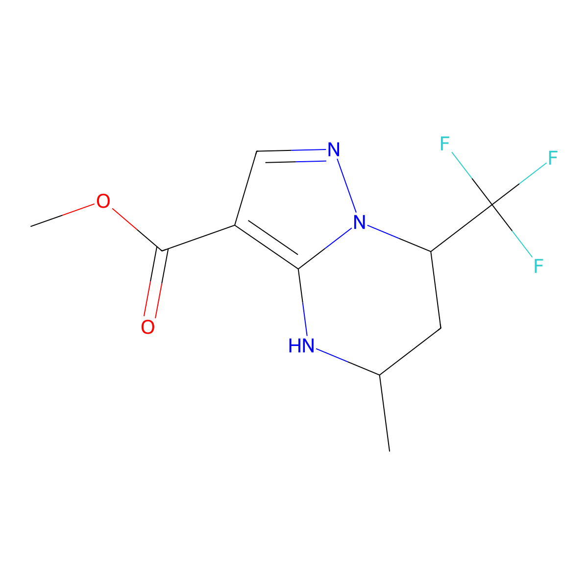 rac-methyl (5R,7R)-5-methyl-7-(trifluoromethyl)-4H,5H,6H,7H-pyrazolo[1,5-a]pyrimidine-3-carboxylate molecular structure, CAS 2248358-33-8