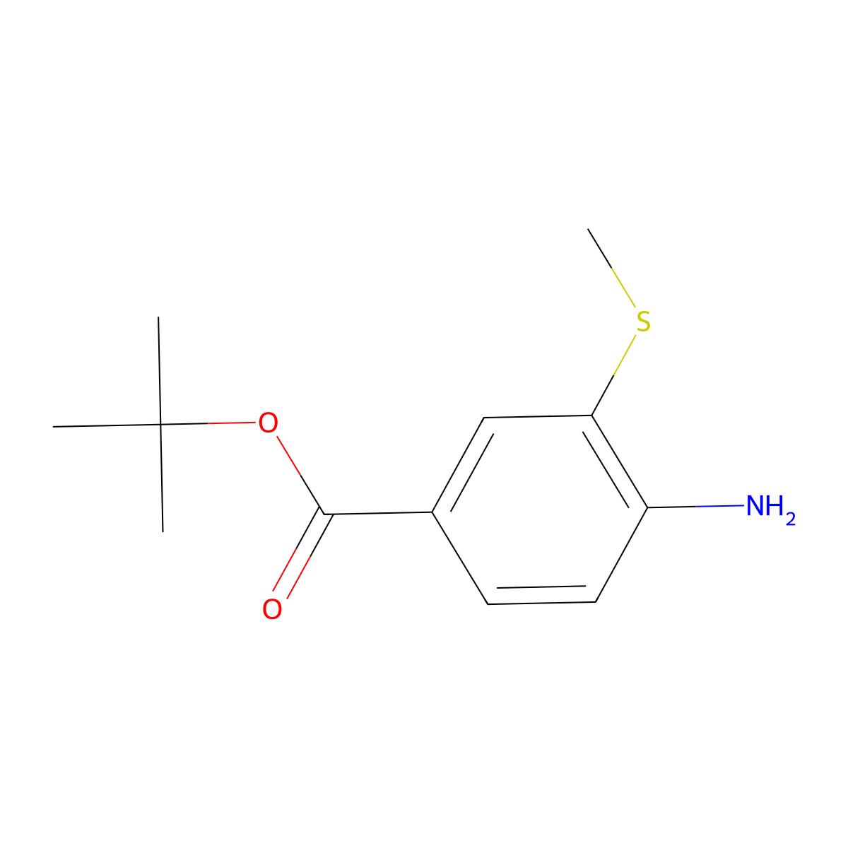 Tert-butyl 4-amino-3-(methylsulfanyl)benzoate molecular structure, CAS 2248358-54-3