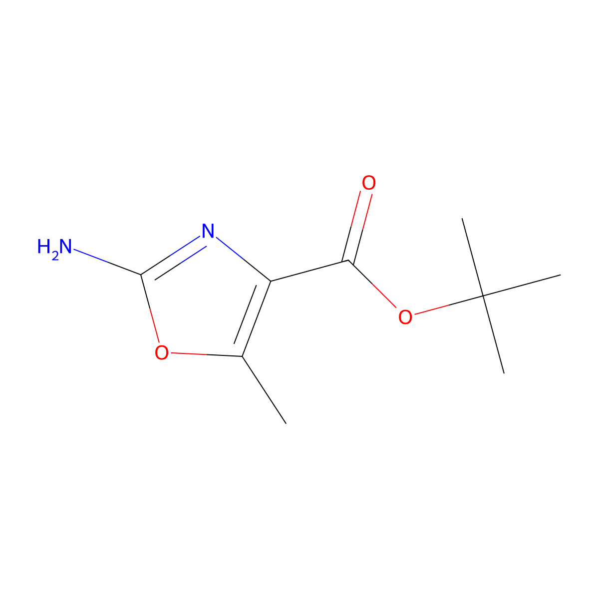 Tert-butyl 2-amino-5-methyl-1,3-oxazole-4-carboxylate molecular structure, CAS 2248359-55-7