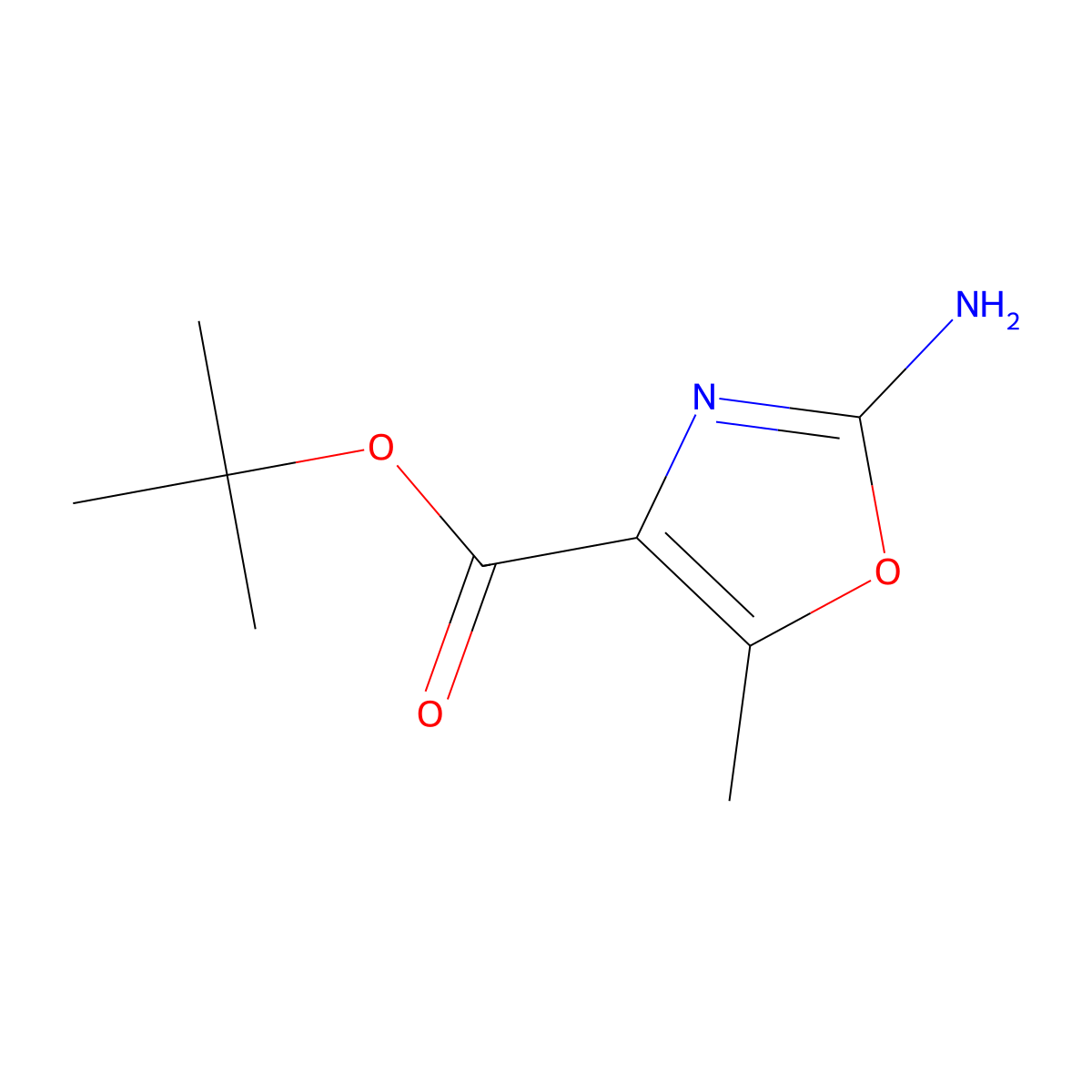 Tert-butyl 2-amino-5-methyl-1,3-oxazole-4-carboxylate molecular structure, CAS 2248359-55-7