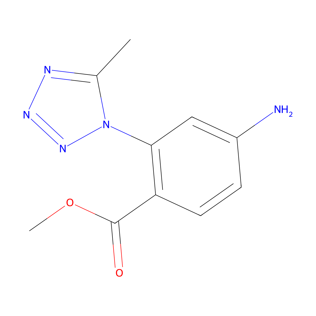 methyl 4-amino-2-(5-methyl-1H-1,2,3,4-tetrazol-1-yl)benzoate molecular structure, CAS 2248360-02-1
