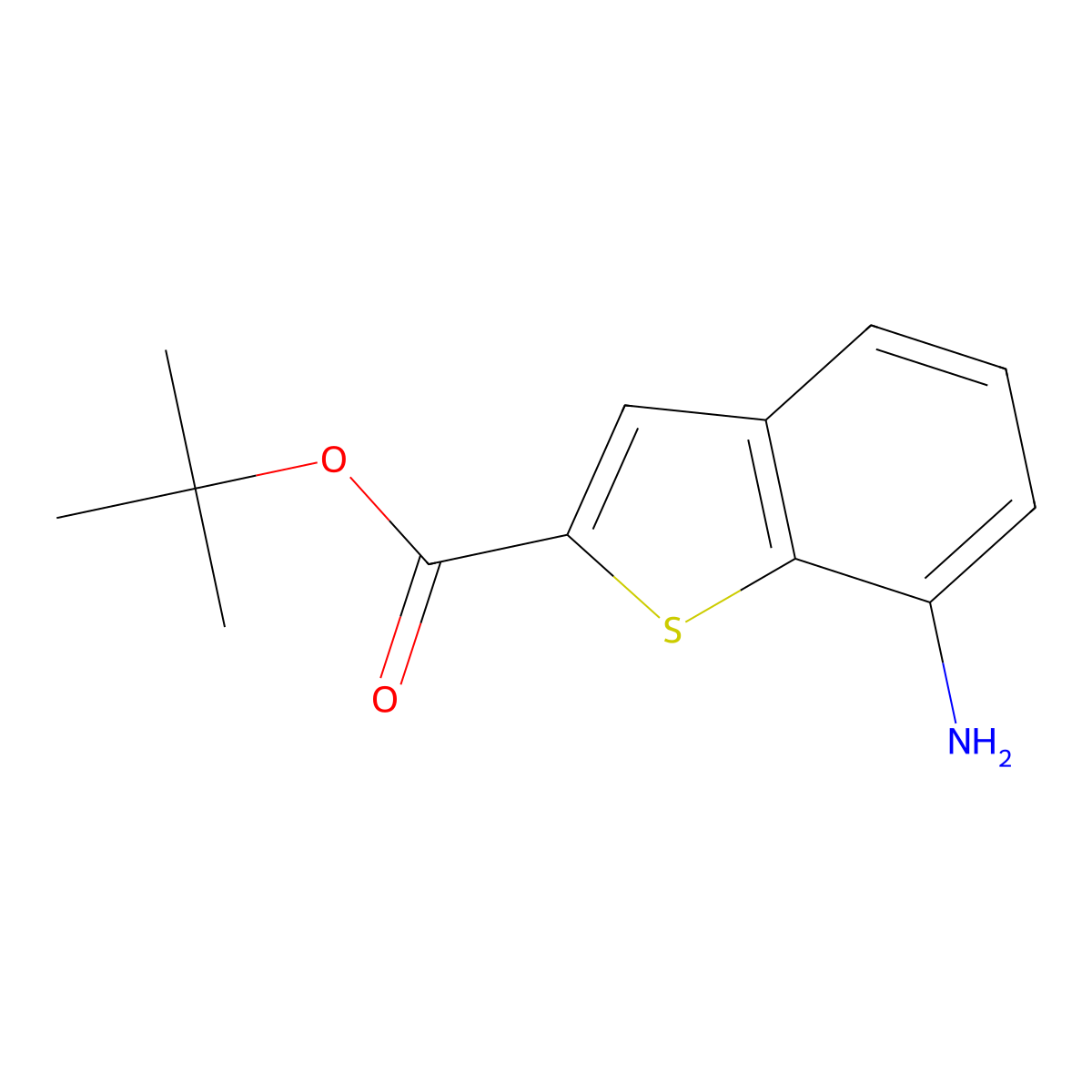 Tert-butyl 7-amino-1-benzothiophene-2-carboxylate molecular structure, CAS 2248360-10-1