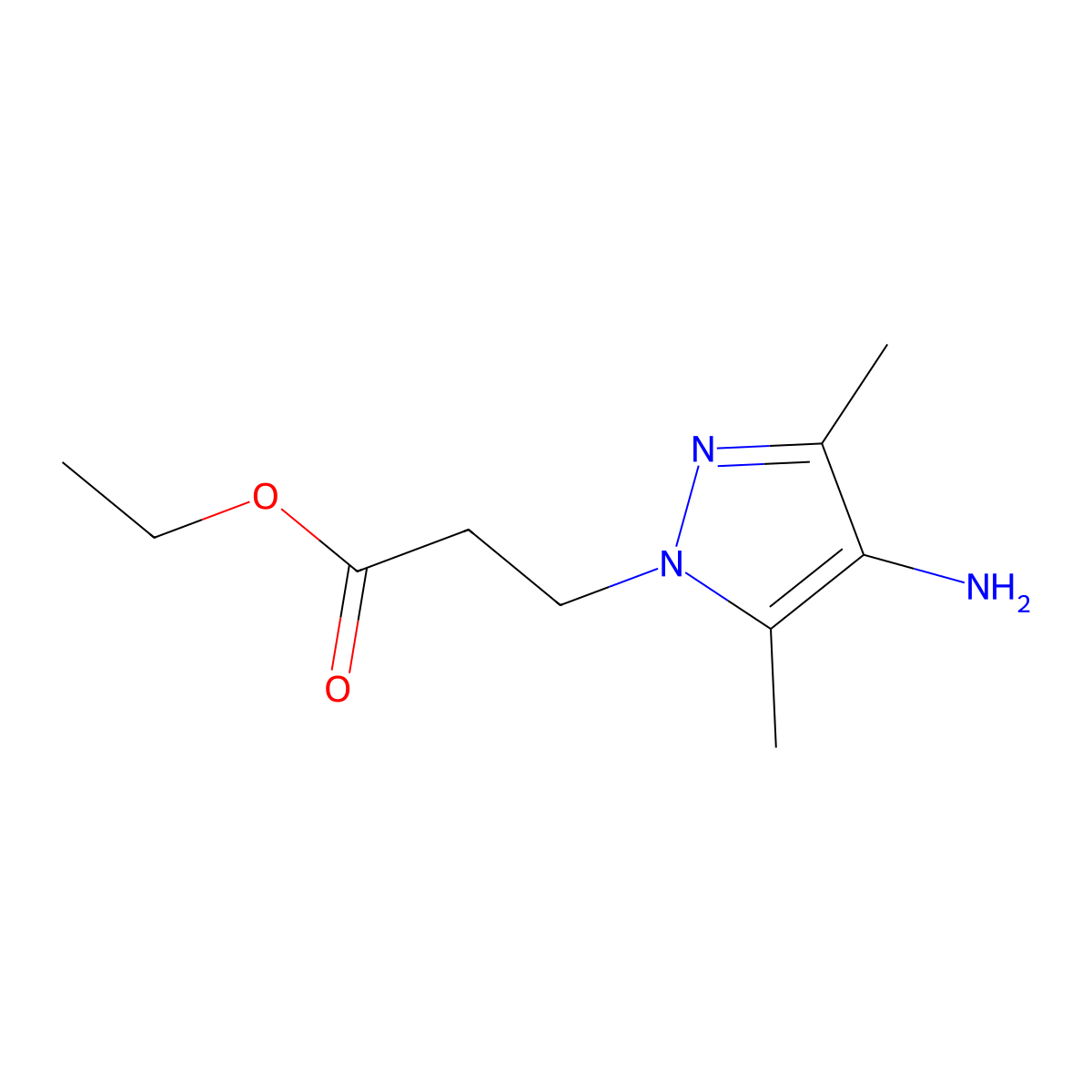 ethyl 3-(4-amino-3,5-dimethyl-1H-pyrazol-1-yl)propanoate molecular structure, CAS 2248360-15-6