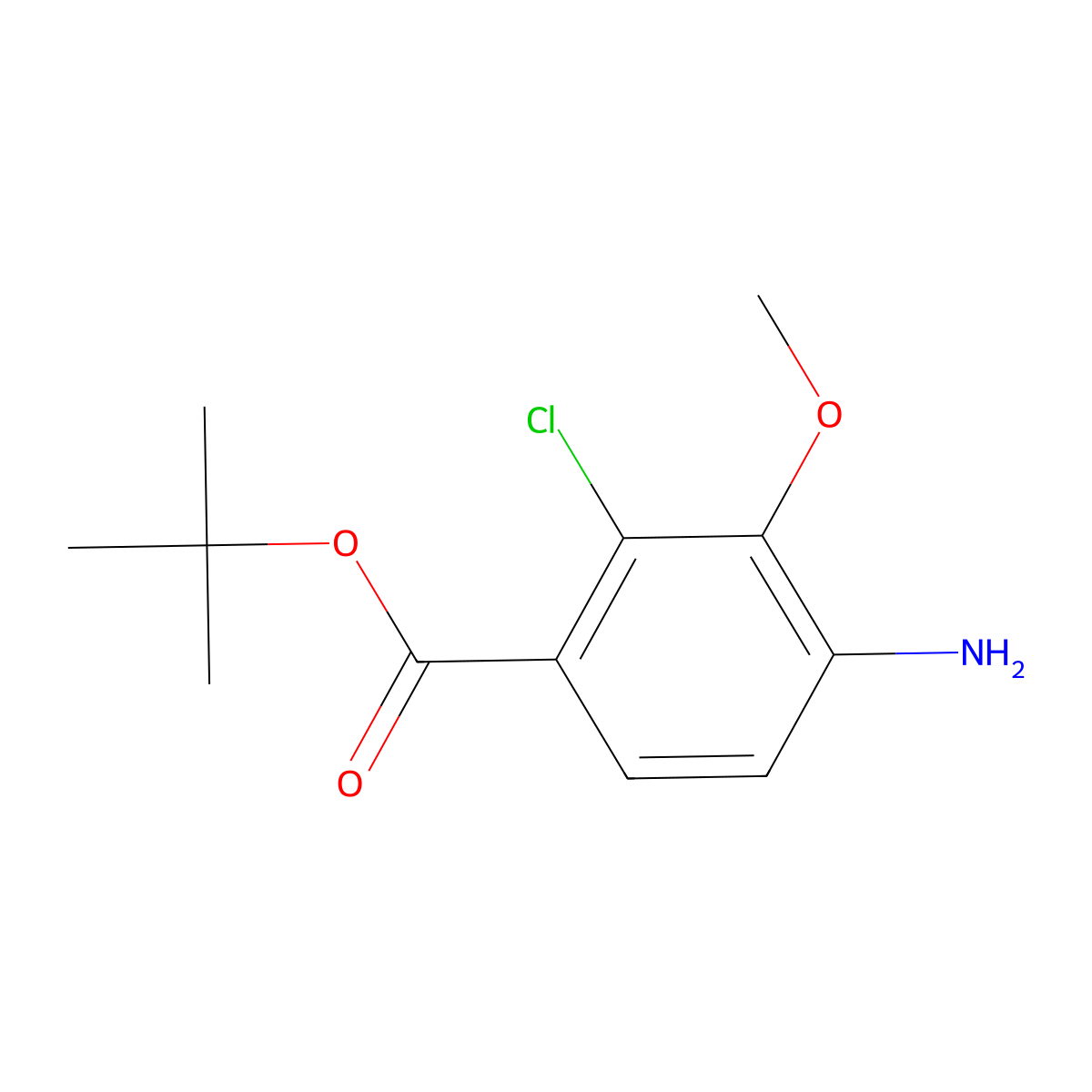 Tert-butyl 4-amino-2-chloro-3-methoxybenzoate molecular structure, CAS 2248360-19-0