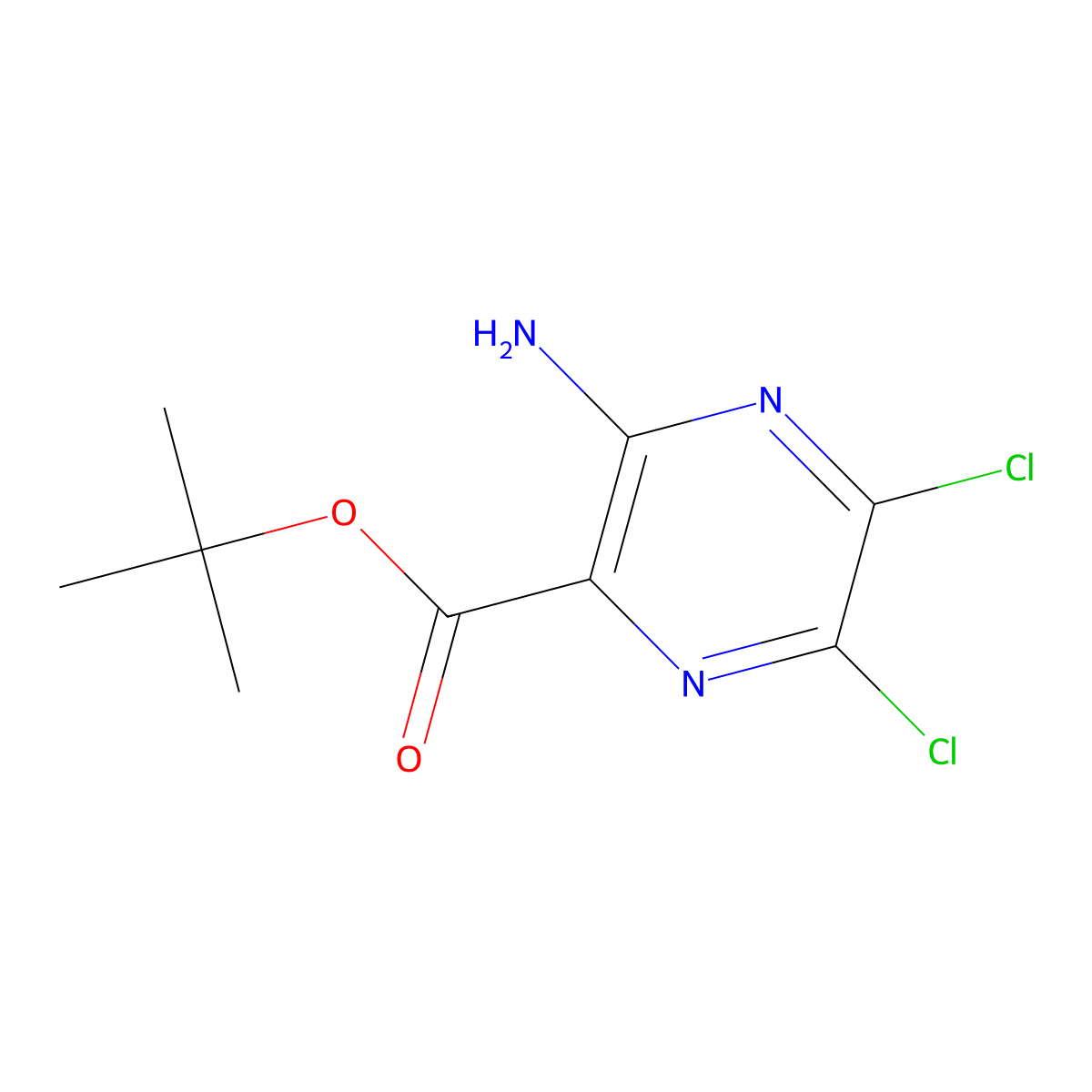Tert-butyl 3-amino-5,6-dichloropyrazine-2-carboxylate molecular structure, CAS 2248360-26-9
