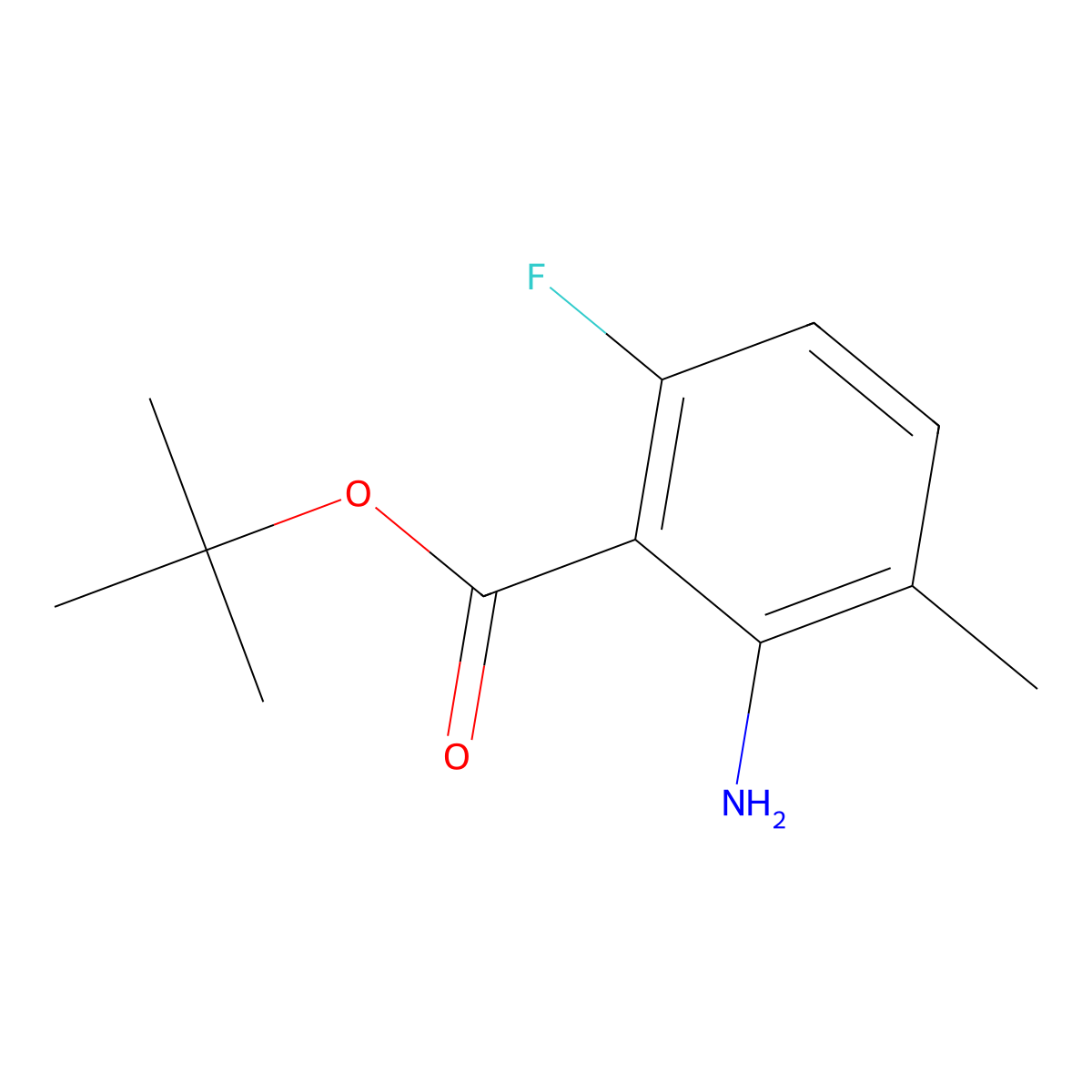 Tert-butyl 2-amino-6-fluoro-3-methylbenzoate molecular structure, CAS 2248360-38-3